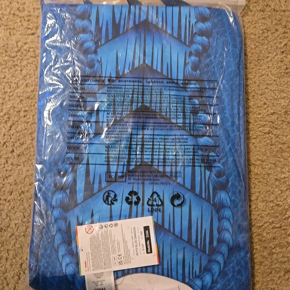 New Kali Blue Dragon Costume Jumpsuit with Wings and Mask